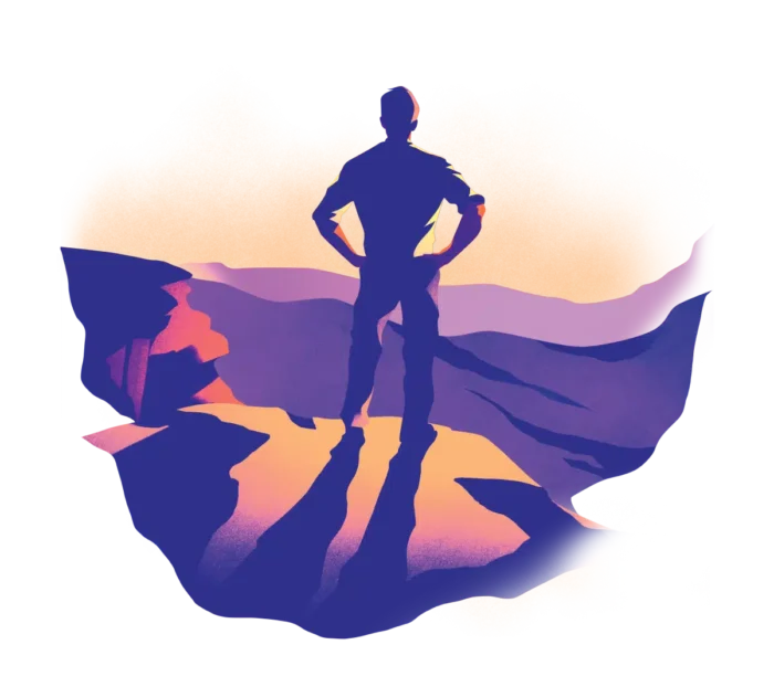 A man that climbed a mountain and is taking in the view